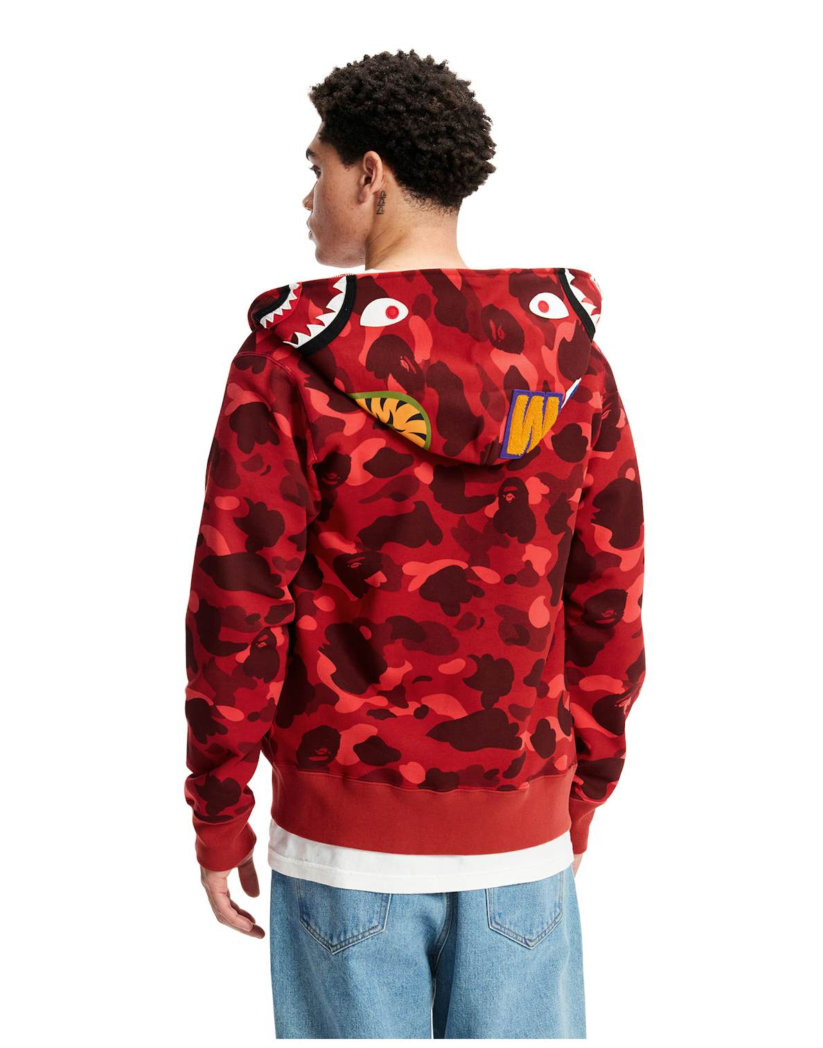 BAPE ABC Camo Shark Full Zip Hoodie Red