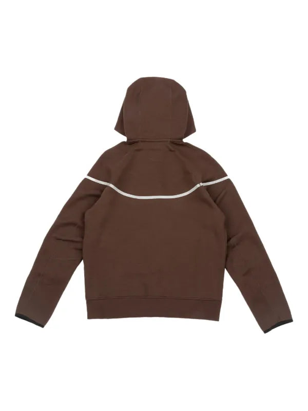 Nike Tech Fleece Full Zip Hoodie & Joggers Set |Chocolate Brown/White