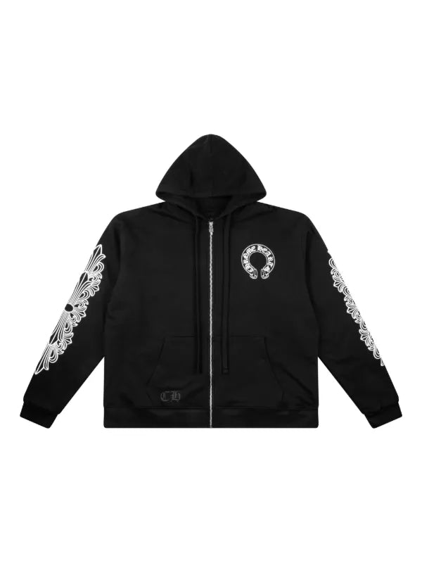 Chrome Hearts - Horseshoe Print Zip-Up Hoodie