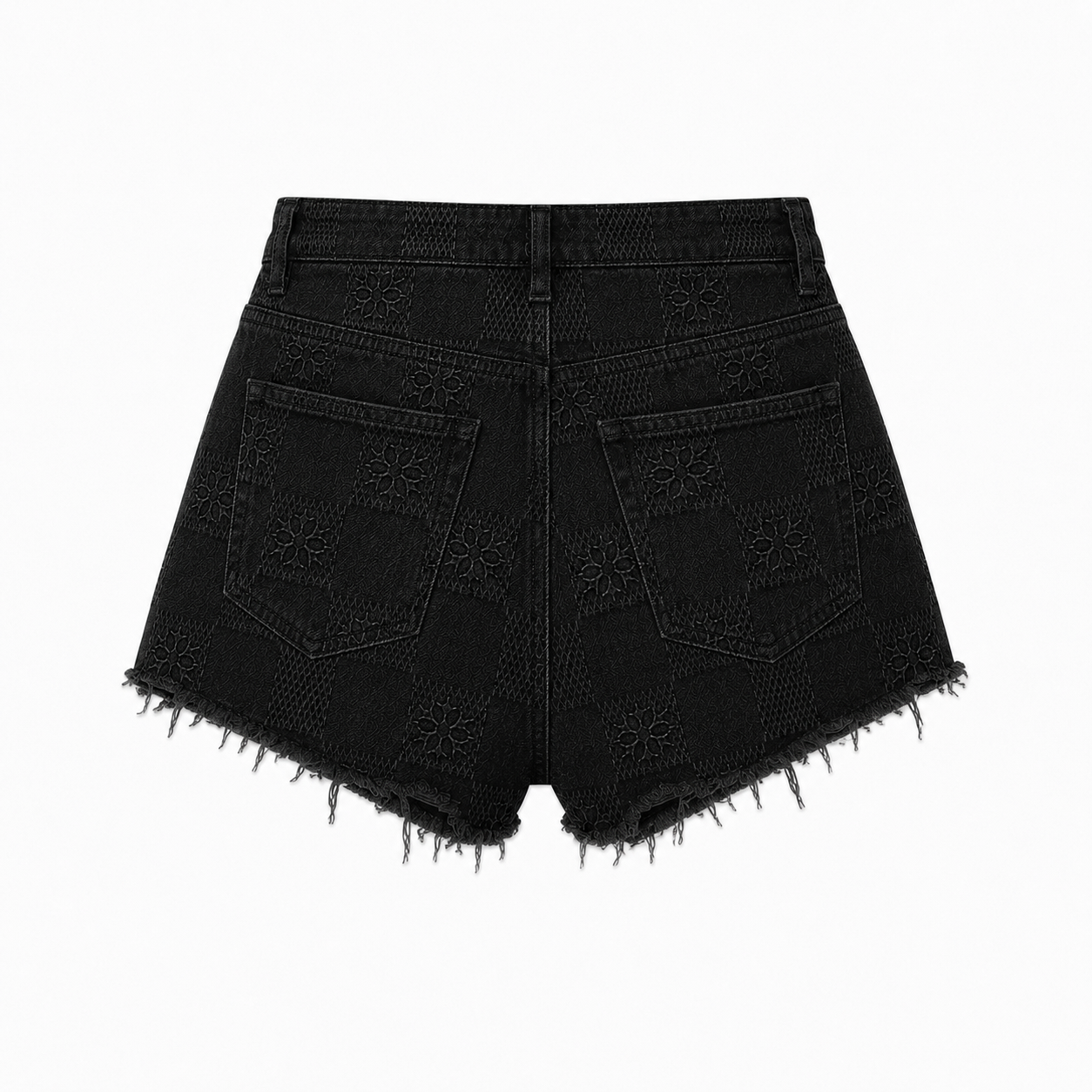 Arcia Daion “Étoile” Monogram Low Rise Denim Mini Shorts - (WOMEN)