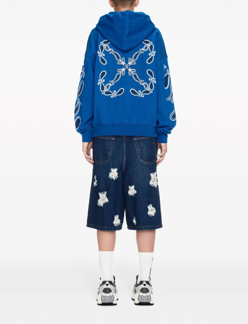Off-White Bandana Embroided Cotton Hoodie