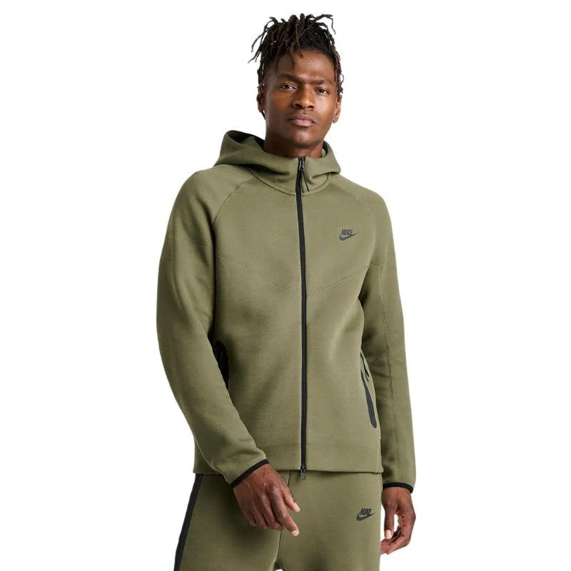 Nike Tech Fleece Full Zip Hoodie & Joggers Set |Olive Green