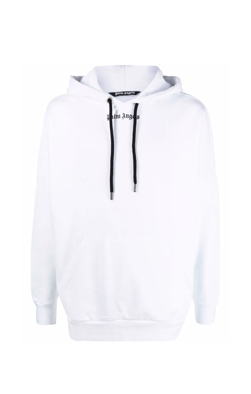 Palm Angels White Logo Hoodie