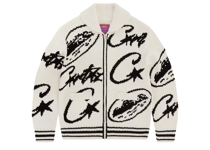 CORTEIZ VVS HEAVY JACQUARD KNIT ZIP NATURAL