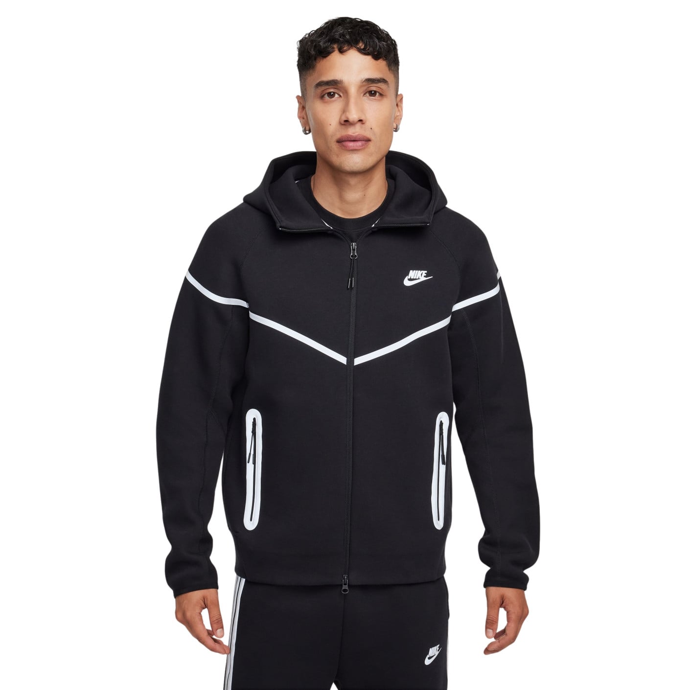 Nike Tech Fleece Full Zip Hoodie & Joggers Set |Black/White