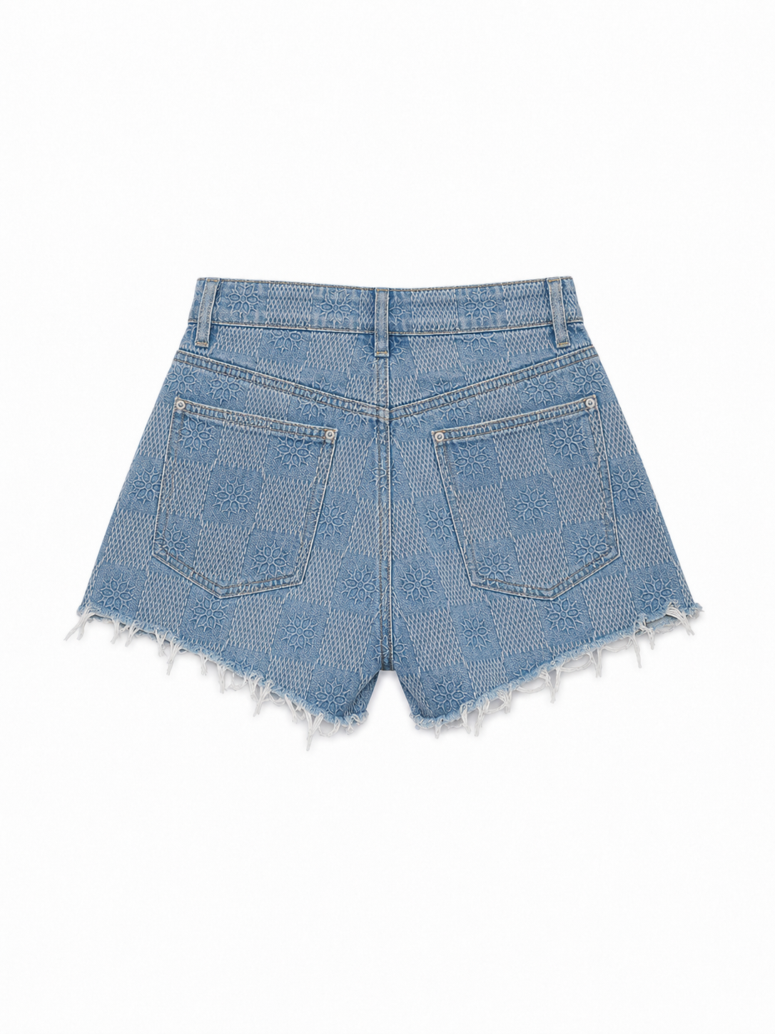 Arcia Daion “Étoile” Monogram Low Rise Denim Mini Shorts - (WOMEN)
