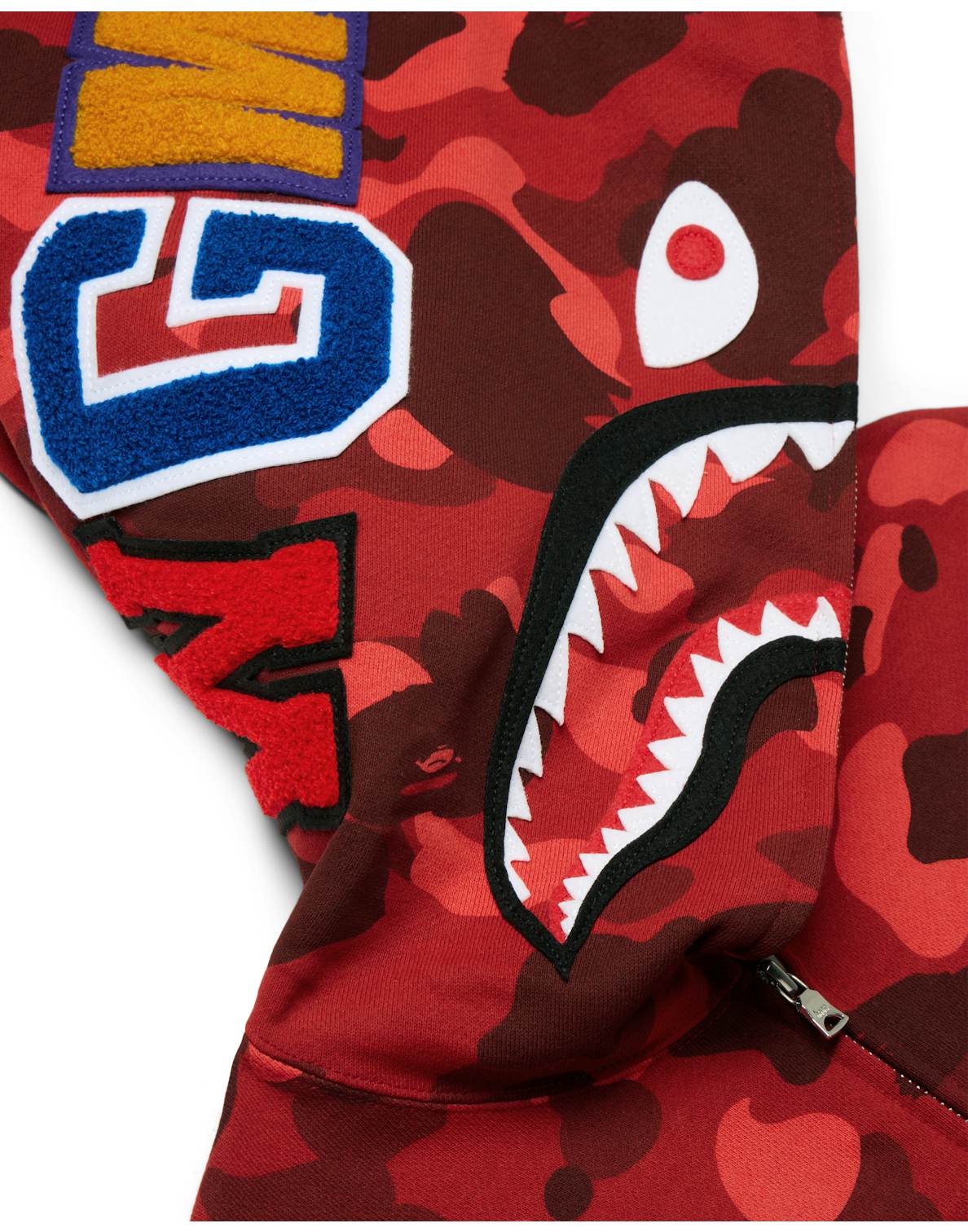 BAPE ABC Camo Shark Full Zip Hoodie Red