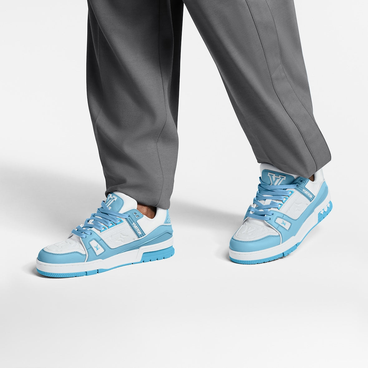 Louis Vuitton Monogram Denim Trainer Sky Blue/White