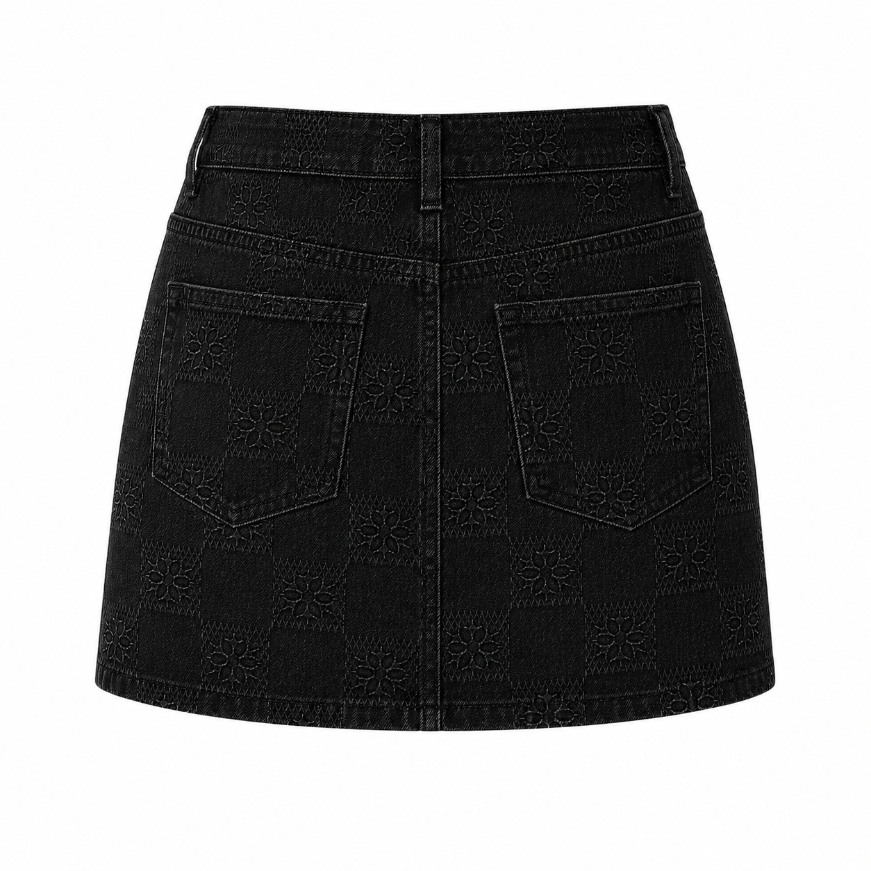 Arcia Daion “Lumière Damier” Denim Mini Skirt Monogram