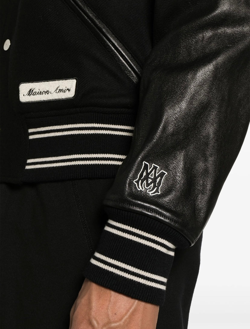 Amiri Eagle Varsity leather-panelled bomber jacket