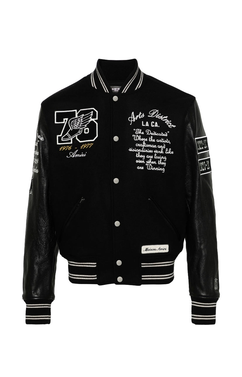Amiri Eagle Varsity leather-panelled bomber jacket