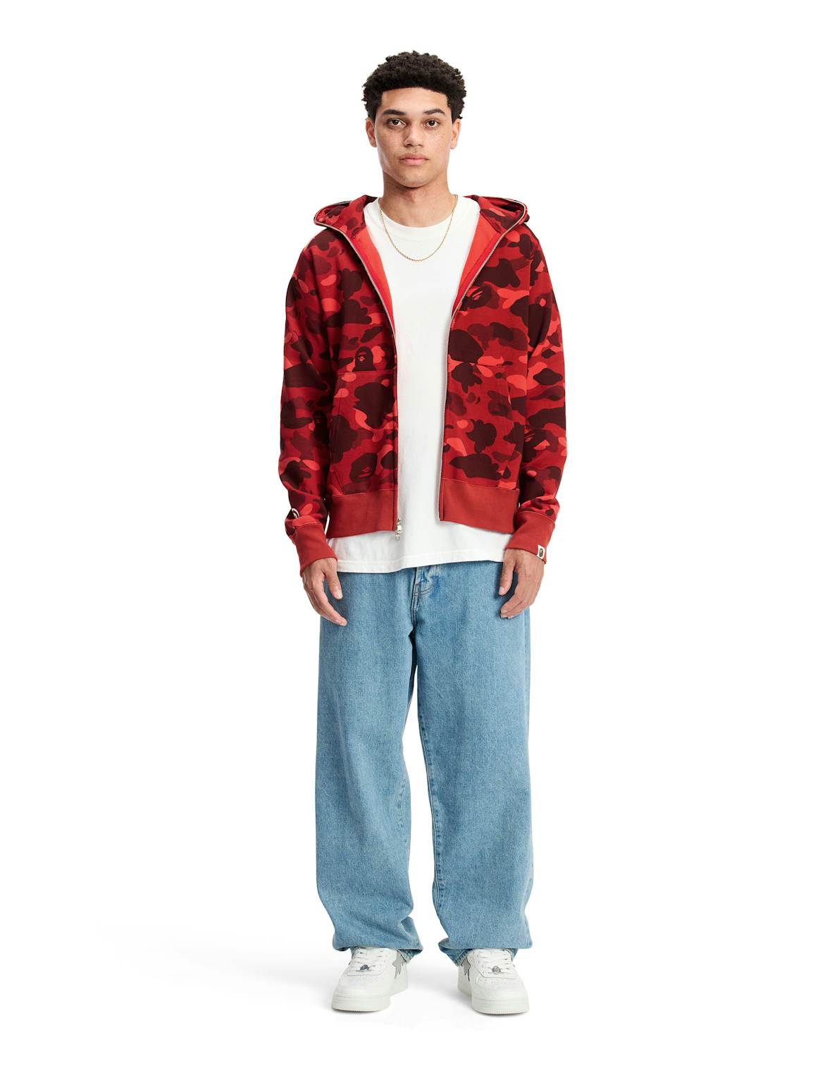 BAPE ABC Camo Shark Full Zip Hoodie Red