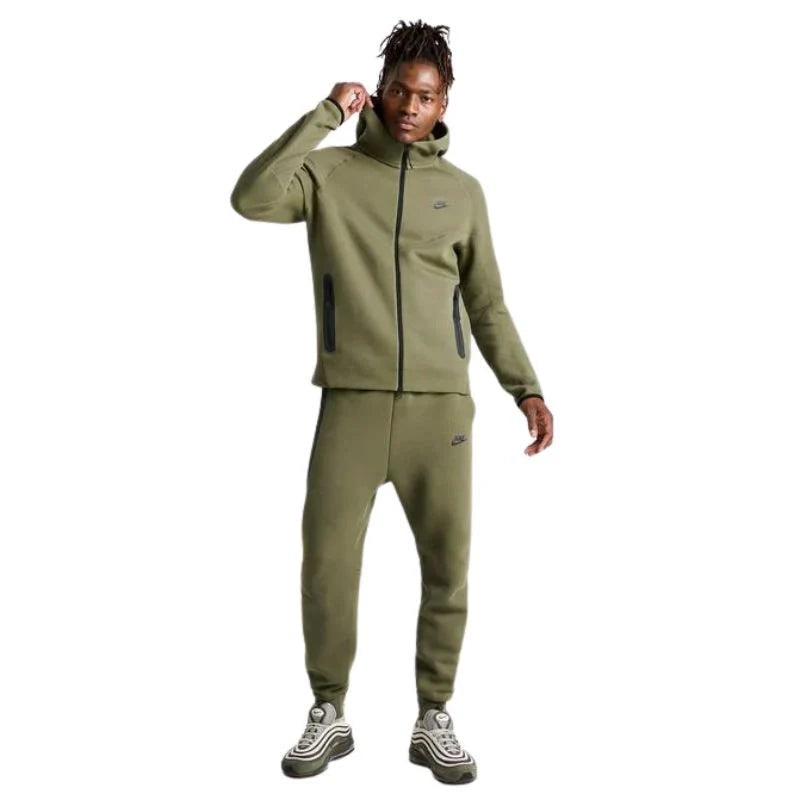 Nike Tech Fleece Full Zip Hoodie & Joggers Set |Olive Green