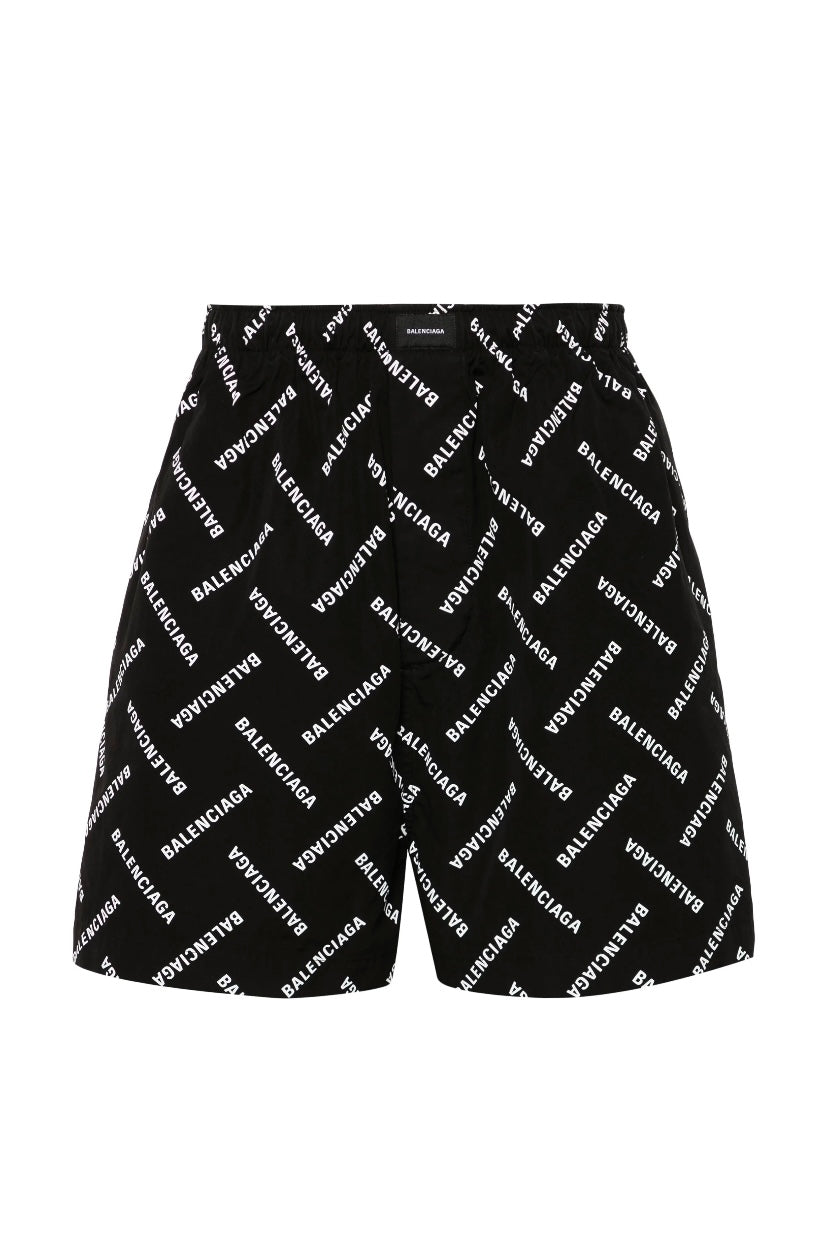 Balenciaga Logo Print Shorts |Black