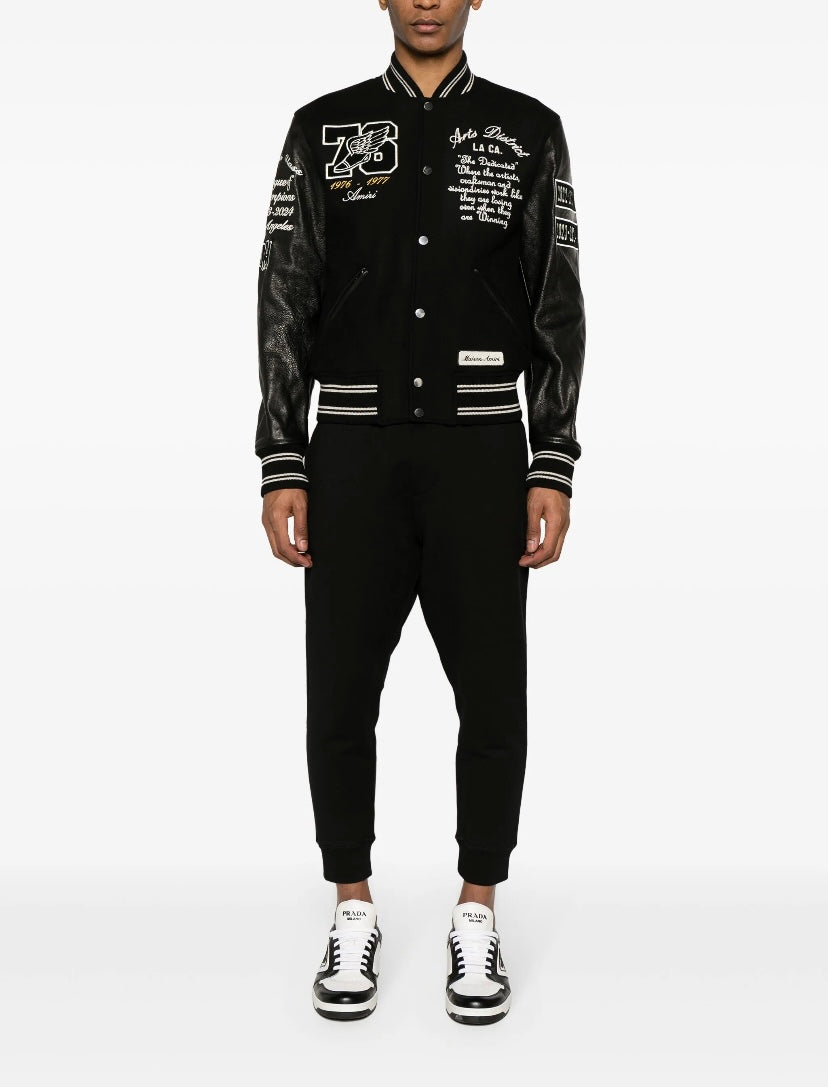 Amiri Eagle Varsity leather-panelled bomber jacket