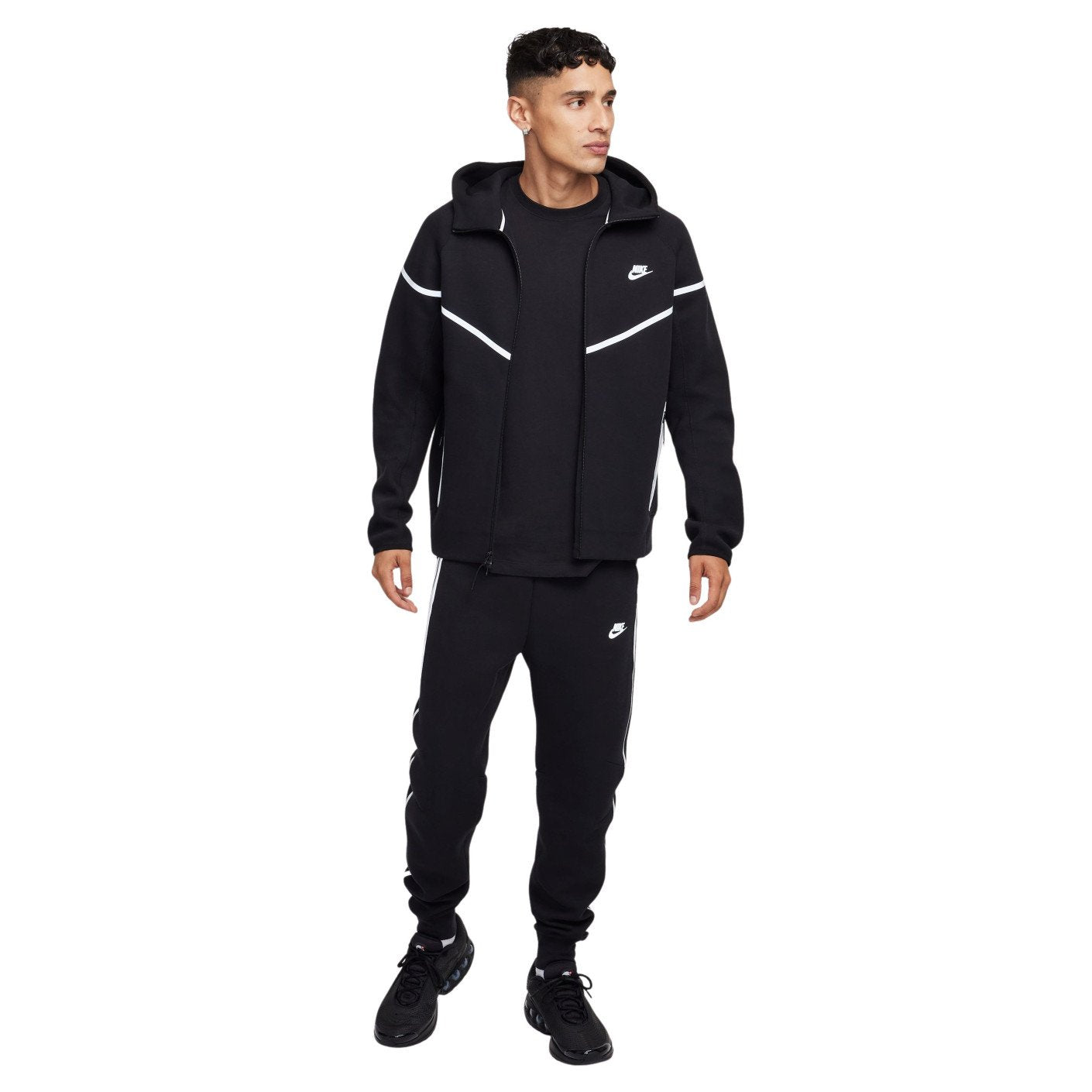 Nike Tech Fleece Full Zip Hoodie & Joggers Set |Black/White