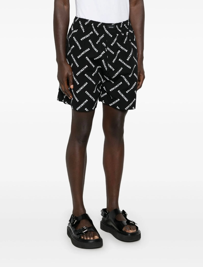 Balenciaga Logo Print Shorts |Black