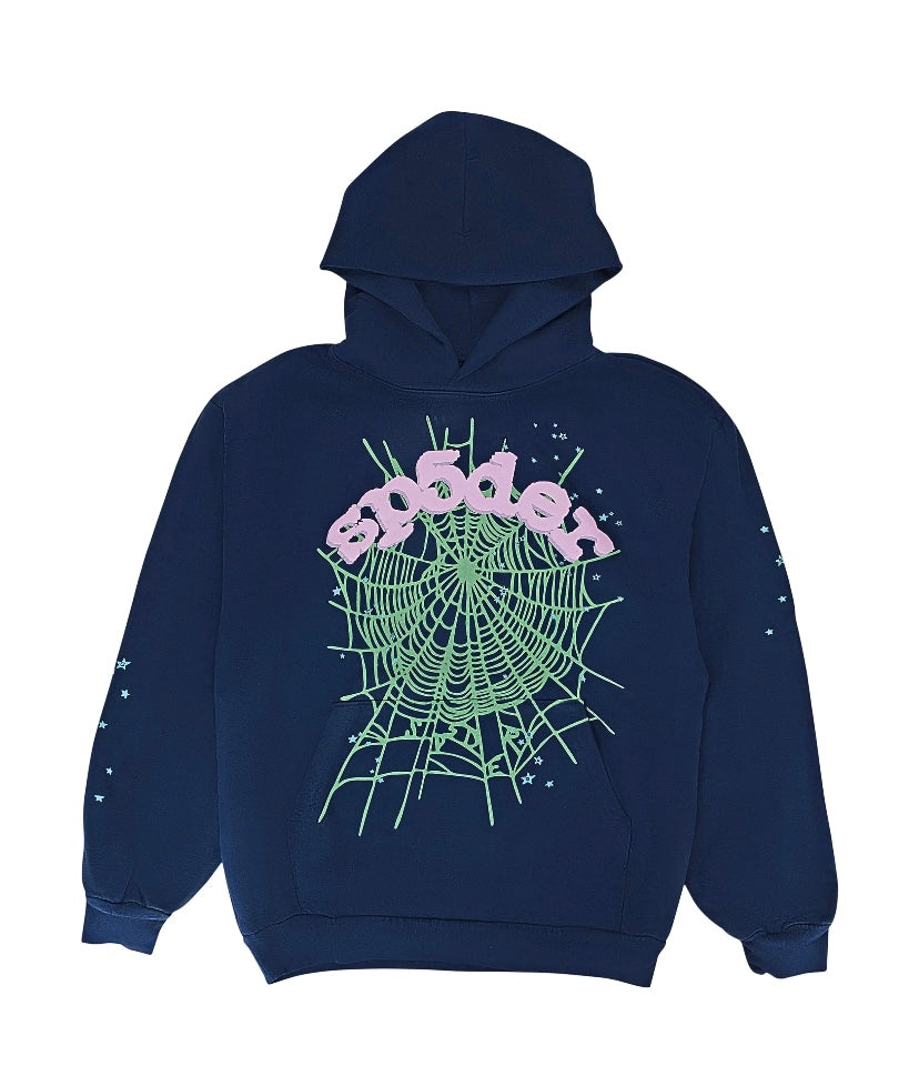 Sp5der OG Web Blue Hoodie