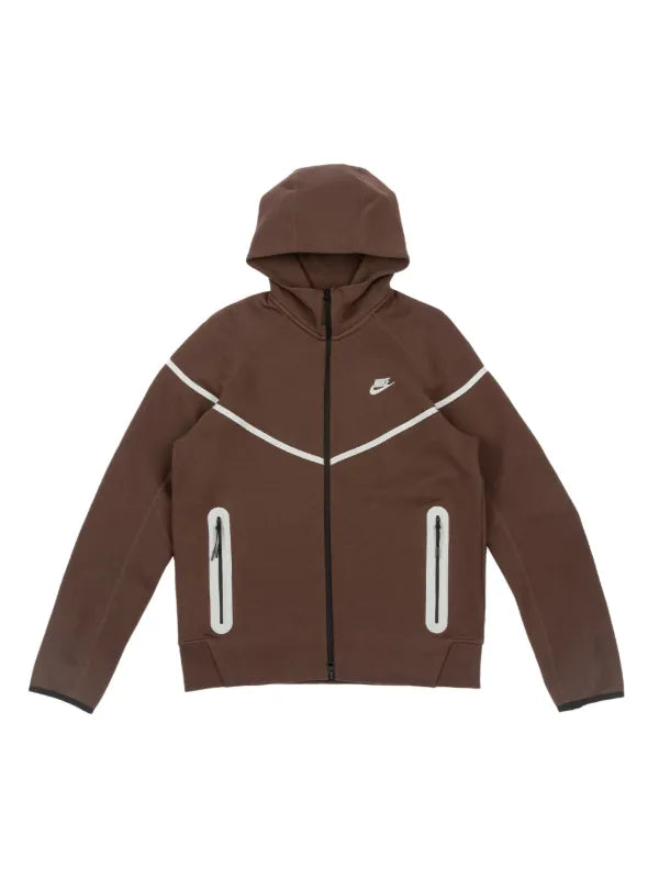 Nike Tech Fleece Full Zip Hoodie & Joggers Set |Chocolate Brown/White