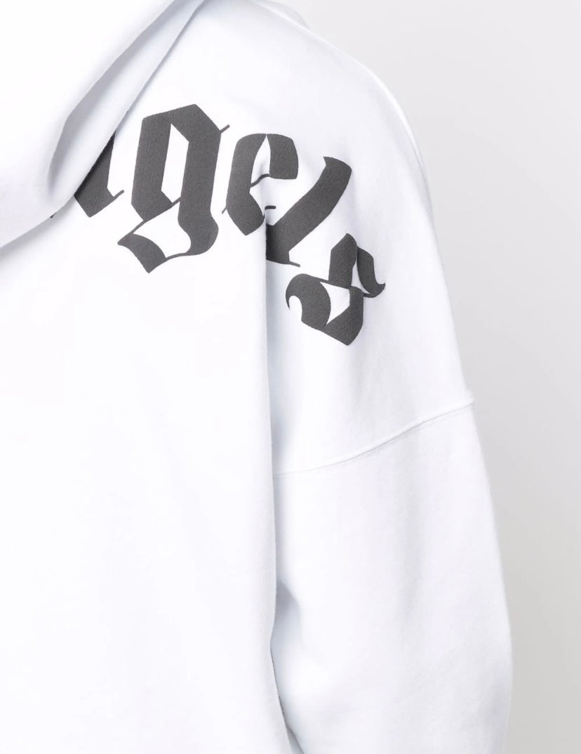 Palm Angels White Logo Hoodie